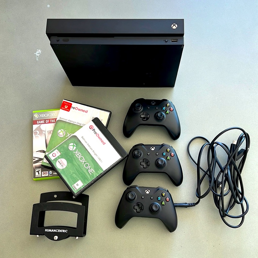 Microsoft Xbox One X 1tb bundle! w/ 3 games, 3 controllers, and wall mount